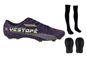 Chuteira Campo Futebol Vestope Faster Adulto Juvenil KIT MC Chuteira Campo Futebol Vestope Faster Adulto Juvenil KIT MC