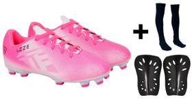 Chuteira Campo Gramado Trave Adulto Nova UZ + Meião + Caneleira