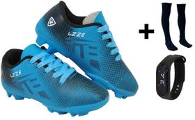 Chuteira Campo Gramado Trave Nova Infantil UZ + Meião + Relógio Digital Chuteira Campo Gramado Trave Nova Infantil UZ + Meião + Relógio Digital