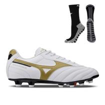 Chuteira Campo Mizuno Morelia Classic MD + Meia Antiderrapante Preta Chuteira Campo Mizuno Morelia Classic MD + Meia Antiderrapante Preta