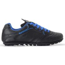 Chuteira Couro Legitimo Society Campo Grama Sintética Preto Azul Royal Sola Borracha Colado Costurado Chuteira Couro Legitimo Society Campo Grama Sintética Preto Azul Royal Sola Borracha Colado Costurado