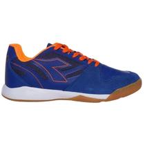 Chuteira Diadora Vittoria Futsal Masculino - Azul e Laranja