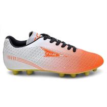 Chuteira EGM Masculina Bravo Trava Fixa ( Campo ) Branca e Laranja Chuteira EGM Masculina Bravo Trava Fixa ( Campo ) Branca e Laranja