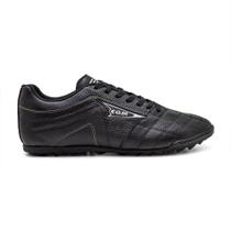 Chuteira EGM Masculina Em Couro Soccer Big Society Preta e Verde Limao