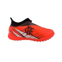Chuteira Flamengo Oxn Avanti 3 Elastic Neo Society Pro Pvc - Infantil - Coral/Branco