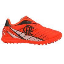 Chuteira Flamengo Oxn Avanti 3 Society Pro Pvc - Infantil - Coral/Branca/Preto