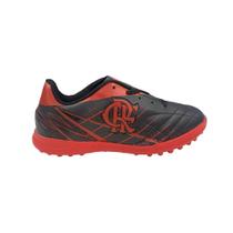 Chuteira Flamengo Oxn Avanti 3 Society Pro Pvc - Infantil - Preto/Vermelho
