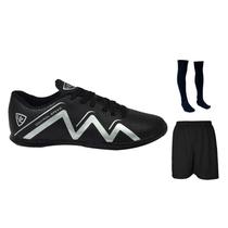 Chuteira Futsal Adulto Juvenil Salão Quadra Futebol Costurada + Meião Short Esportivo