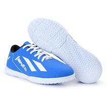 Chuteira Futsal Azul Leve Confortavel Cano Baixo Macio Novo Costurada Futebol Treino Quadra