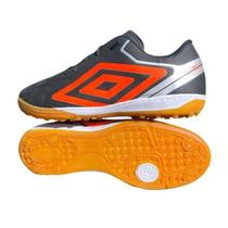 Chuteira FUTSAL Bump Preto/Laranja Quadra/Salâo sintetico Solado costurado leve