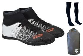 Chuteira Futsal Cano Alto Botinha Adulto Costurada + Meião + Bolsa Esportiva Chuteira Futsal Cano Alto Botinha Adulto Costurada + Meião + Bolsa Esportiva