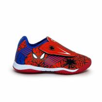 Chuteira Futsal Infantil Dray Marvel - Homem Aranha - Vermelho e azul