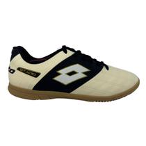 Chuteira Futsal Lotto Stadio Potenza Gold Unissex Bege Preto Chuteira Futsal Lotto Stadio Potenza Gold Unissex Bege Preto