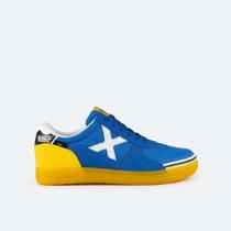 Chuteira futsal munich g3 azul/amarelo infantil