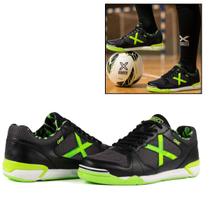 Chuteira Futsal Munich One Original - Leve, Resistente e Confortável Preta/Verde MK-10 TAMANHO:38 Chuteira Futsal Munich One Original - Leve, Resistente e Confortável Preta/Verde MK-10 TAMANHO:38