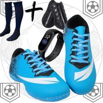 Chuteira Futsal Quadra Adulto Infant Meião+caneleira+relogio Colada e Costurada Chuteira Futsal Quadra Adulto Infant Meião+caneleira+relogio Colada e Costurada