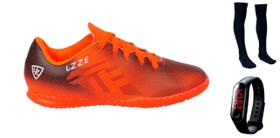 Chuteira Futsal Quadra UZ Costurada + Meião Futebol + Relógio Digital