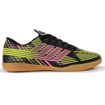 Chuteira Futsal Tênis Quadra Preto Rosa Verde Solado Emborrachado Masculino Feminino