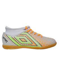 Chuteira Futsal Umbro Mutant Jr - Cinza/Laranja/Lima Chuteira Futsal Umbro Mutant Jr - Cinza/Laranja/Lima