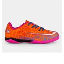 Chuteira Indoor Infantil Topper Resenha Laranja E Pink