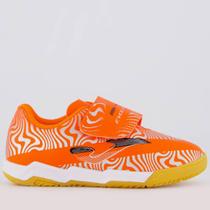 Chuteira Joma Evolution Futsal Juvenil Laranja e Prata