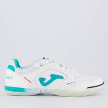 Chuteira Joma Top Flex Futsal Branca e Verde Água Chuteira Joma Top Flex Futsal Branca e Verde Água