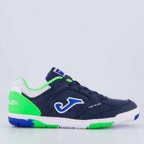Chuteira Joma Top Flex Futsal Juvenil Azul Marinho e Verde Chuteira Joma Top Flex Futsal Juvenil Azul Marinho e Verde