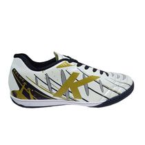 Chuteira Kelme Sin Turbo Futsal Masculino - Branco e Dourado