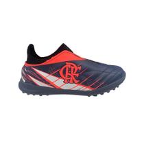 Chuteira OXN Flamengo Avanti 3 Elastic Neo Society Pro PVC - Infantil - Marinho/Branco/Coral