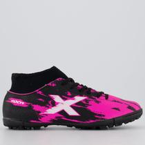 Chuteira Oxn Fusion Grip 3 Neo Society Preta e Rosa