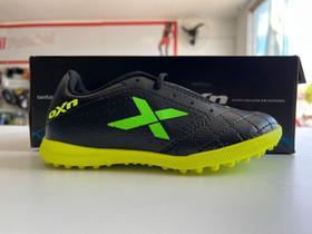 Chuteira oxn rio society pro pvc infantil - preto/limao/lima