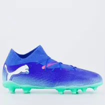Chuteira Puma Future 7 Match Campo Juvenil Azul e Branca Chuteira Puma Future 7 Match Campo Juvenil Azul e Branca