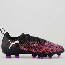 Chuteira Puma Future 8 Play FG/AG Juvenil Campo Preta e Laranja