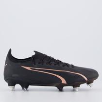 Chuteira Puma Ultra Ultimate Campo Preta e Rosê