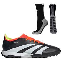 Chuteira Society Adidas Predator League 24 Low + Meia Antiderrapante Preta