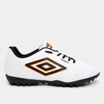 Chuteira society adulto class footballer branco/preto/laranja