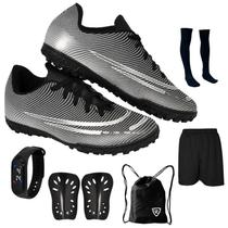 Chuteira Society Adulto Juvenil Sosaite Campo Sintético Futebol Nova + Meião Caneleira Mochila Short Relógio Chuteira Society Adulto Juvenil Sosaite Campo Sintético Futebol Nova + Meião Caneleira Mochila Short Relógio