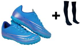 Chuteira Society Adulto Juvenil Sosaite Campo Sintético Futebol Nova + Meião Esportivo
