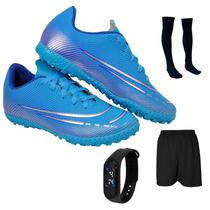Chuteira Society Adulto Juvenil Sosaite Campo Sintético Futebol Nova + Meião Short Relógio Chuteira Society Adulto Juvenil Sosaite Campo Sintético Futebol Nova + Meião Short Relógio