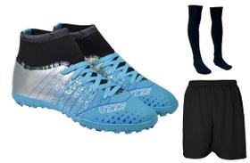 Chuteira Society Botinha Cano Alto Costurada Leve + Meião + Short Esportivo Chuteira Society Botinha Cano Alto Costurada Leve + Meião + Short Esportivo