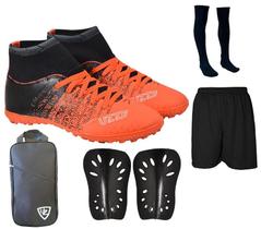 Chuteira Society Cano Alto Botinha Costurada + Caneleira + Meião + Short Esportivo + Bolsa de Mão Chuteira Society Cano Alto Botinha Costurada + Caneleira + Meião + Short Esportivo + Bolsa de Mão