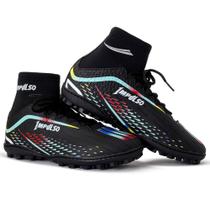 chuteira society cano alto campo sintetico