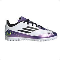 Chuteira Society Infantil Adidas F50 Club Messi Jr Branca