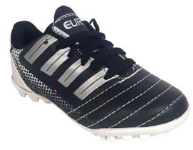 Chuteira Society Infantil Euro Soccer Unissex Preto + Branco Chuteira Society Infantil Euro Soccer Unissex Preto + Branco