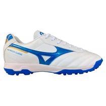 Chuteira Society Mizuno Morelia Classic As - Masculino - Branco-Azul-Dourado