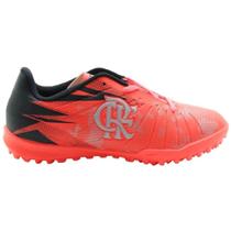 Chuteira Society Oxn Flamengo Vision 3 Infantil - Coral/Prata/Preto