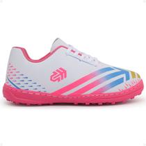 Chuteira Society Tênis Feminino Infantil Escolar Antiderrapante Grama Sintética