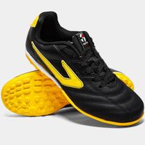 Chuteira Society Topper Furia Unissex - Preto e Amarelo