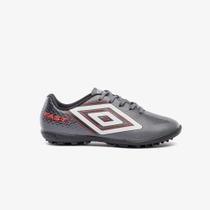 Chuteira Society Umbro Soccer Shoes Fast II Jr - Cinza/Branco/Vermelho