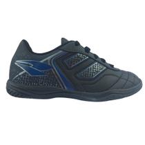 Chuteira Tênis Futsal Dray 305 Preto-Azul Adulto Original Unissex Solado Preto